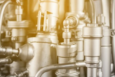 Metal engine background. Silver elements of engineering