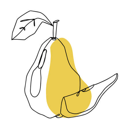 Ripe pear Line art Linear graphic element and branding design templates in minimal styleのイラスト素材