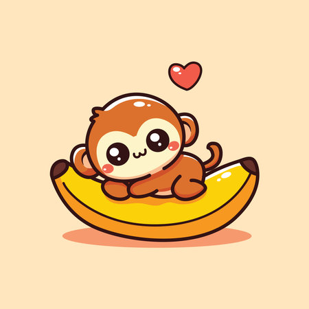Funny vector illustration cartoon monkey and bananaのイラスト素材