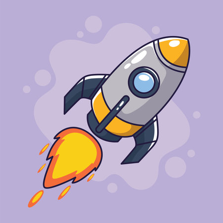 Cartoon rocket icon. Space and cosmos theme. Colorful design. Vector illustrationのイラスト素材