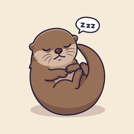 Cute Cartoon Otter Sleeping Peacefully with Zzz Bubble . Vector Illustration of Relaxed Animalのイラスト素材