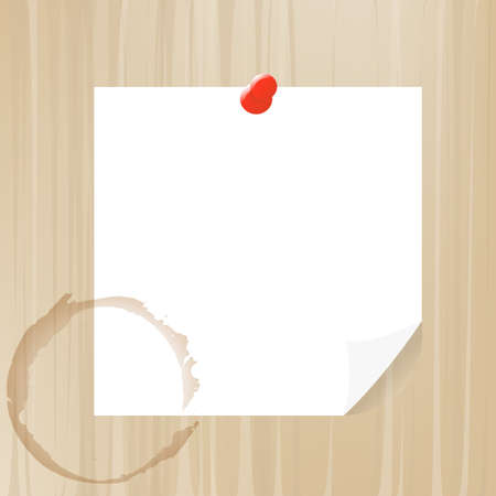 White Note Paper On Wood Background, Vector Illustrationのイラスト素材