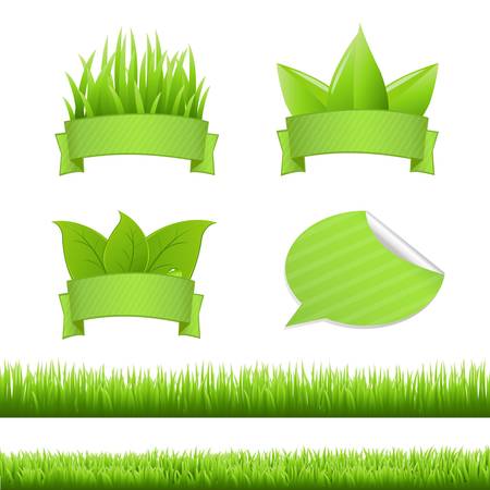 Grass Set, Isolated On White Background, Vector Illustrationのイラスト素材