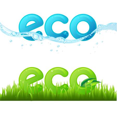 Eco Set, Isolated On White Background, Vector Illustrationのイラスト素材