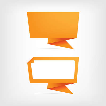 Orange Origami Paper Banner, Isolated On Grey Backgroundのイラスト素材