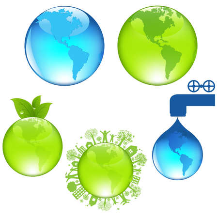 Set Of Globe, Isolated On White Background, Illustrationのイラスト素材