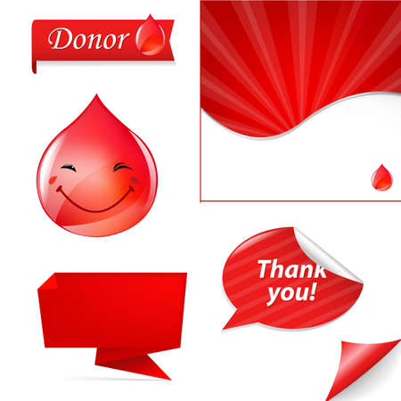 Blood Donation Set, Isolated On White Backgroundのイラスト素材