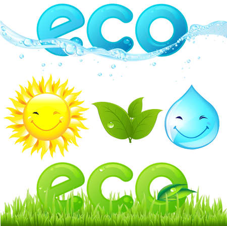 Collection Eco Design Elements, Isolated On White Background, Vector Illustrationのイラスト素材
