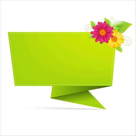 Origami Paper With Leaf And Flower, Isolated On White Background, Vector Illustrationのイラスト素材