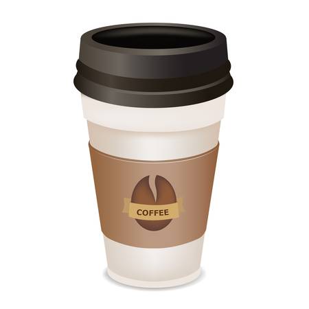 Plastic Coffee Cup, Isolated On White Background, Vector Illustrationのイラスト素材