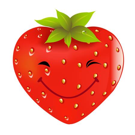 Cartoon Strawberry, Isolated On White Background, Vector Illustration のイラスト素材