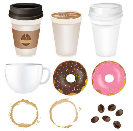 Set Coffee, Isolated On White Background, Vector Illustrationのイラスト素材