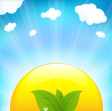 Sun With Beams And Sprout, Vector Illustration のイラスト素材