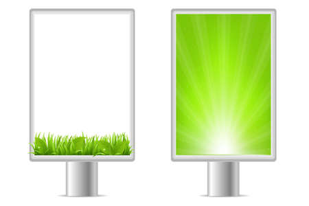 2 Blank Billboards, Isolated On White Background, Vector Illustration のイラスト素材