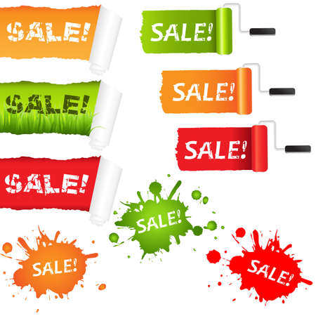 Set Sale Paper Elements, Vector Illustrationのイラスト素材