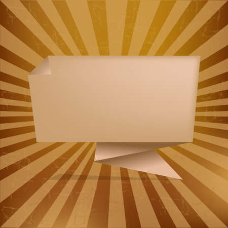 Origami With Retro Sunburst Background, Vector Illustrationのイラスト素材