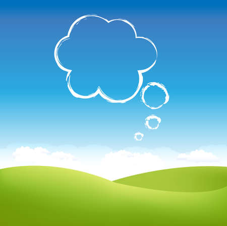 Cloud In Air Over Grass Fieldのイラスト素材