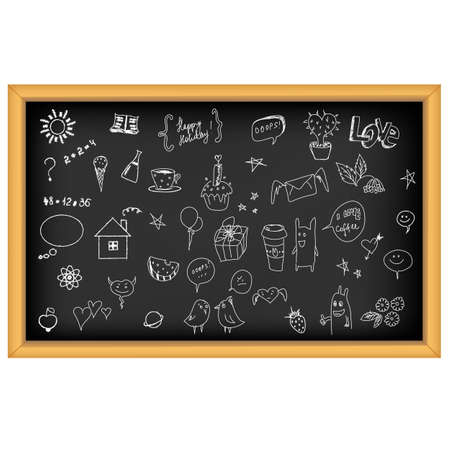 School Board With Hand Drawn, Isolated On White Backgroundのイラスト素材