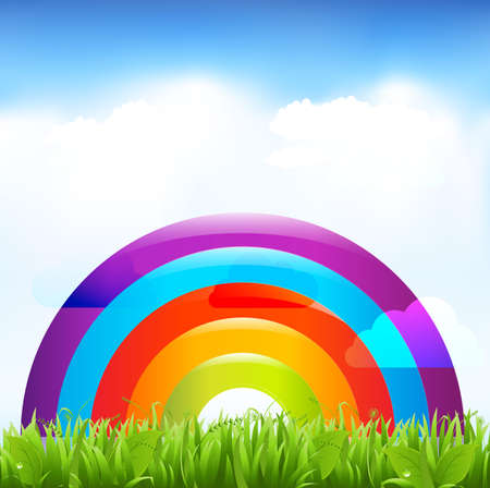 Rainbow And Landscape.のイラスト素材