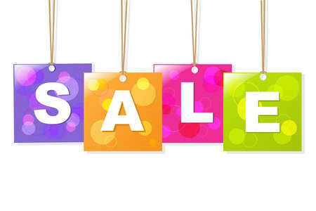 Hanging Sale Labels, Isolated On White Backgroundのイラスト素材