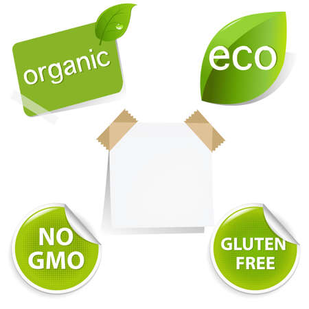 Eco Labels Set, Isolated On White Background.のイラスト素材