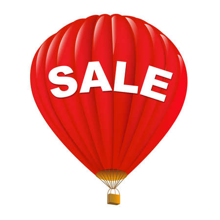 Red Sale Hot Air Balloons, Isolated On White Background.のイラスト素材