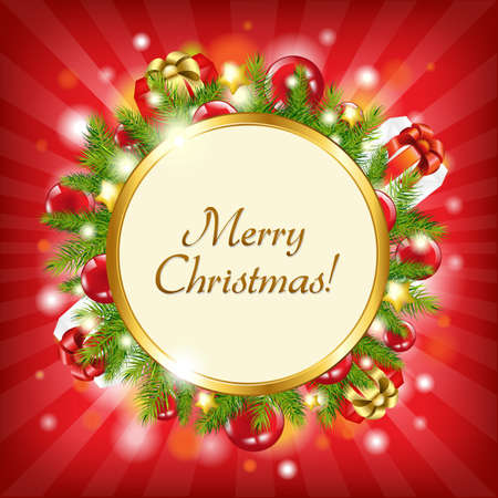 Merry Christmas Card, Vector Illustrationのイラスト素材