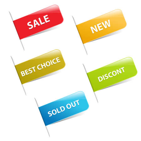 5 Sale Stickers, Isolated On White Background, Vector Illustrationのイラスト素材