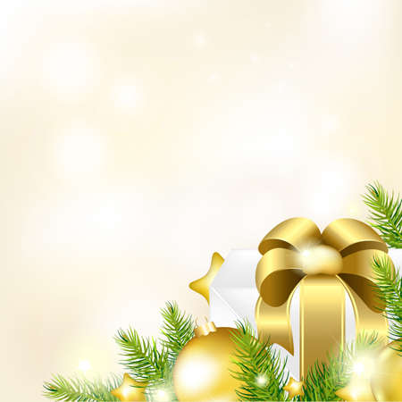 Christmas Or New Year Gold Background, Vector Illustrationのイラスト素材