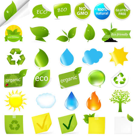 Eco Symbols Set, Isolated On White Background, Vector Illustration
のイラスト素材