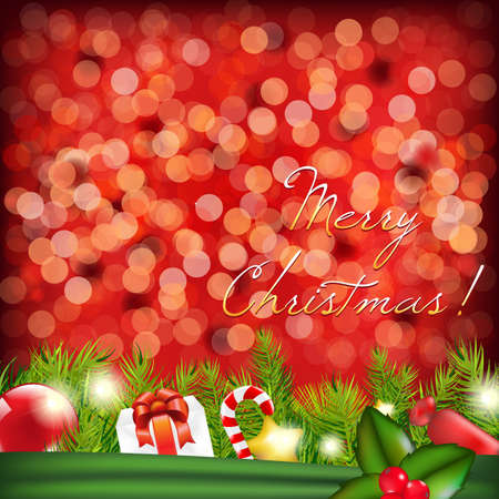 Christmas Background With Garland, Vector Illustrationのイラスト素材