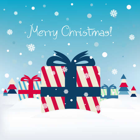 Retro Card With Christmas Gifts, Vector Illustration
のイラスト素材
