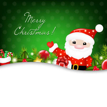 Christmas Illustration With Santa Claus, Vector Illustrationのイラスト素材