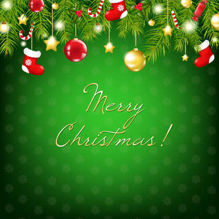 Merry Christmas Silver And Blue Composition, Vector Illustrationのイラスト素材