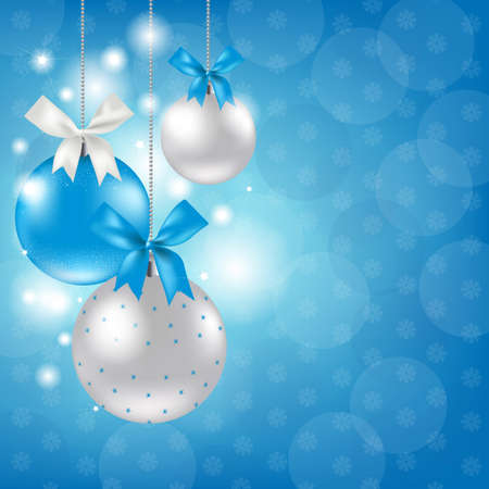 Merry Christmas Silver And Blue Composition, Vector Illustrationのイラスト素材