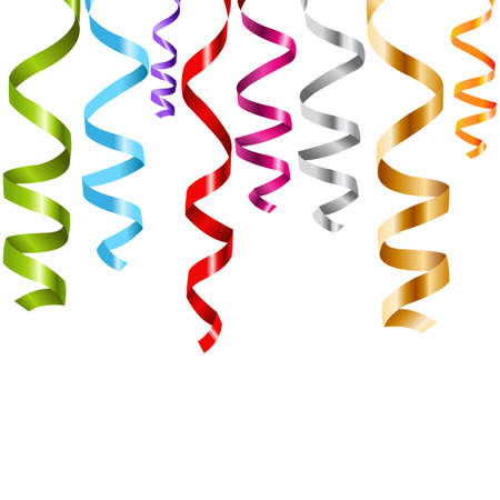 Curling Paper Streamer Set, Vector Illustrationのイラスト素材