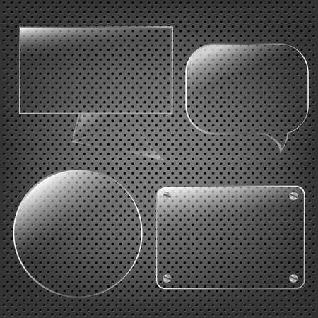 Glass Framework Set On Abstract Metal Background, Vector Backgroundのイラスト素材
