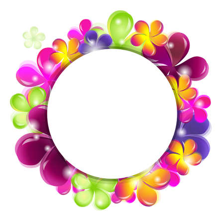 Circle With Abstract Flowers, Vector Illustrationのイラスト素材