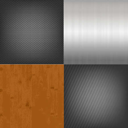 Set Of Metal And Wood Texture Background, Vector Illustrationのイラスト素材