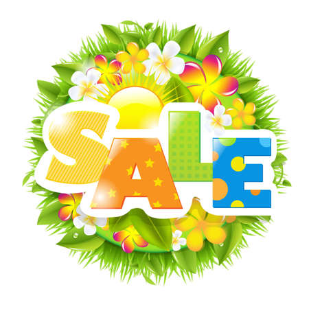 Summer And Spring Sale Template, Isolated On White Background, Vector Illustrationのイラスト素材