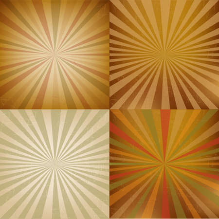 4 Vintage Square Shaped Sunburstのイラスト素材