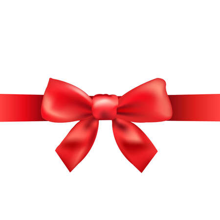 Red Ribbon With Bow, Isolated On White Background, Vector Illustration
のイラスト素材