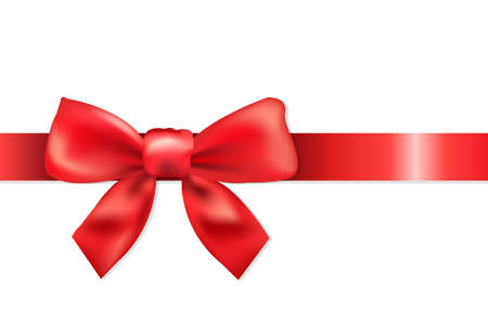 Red Ribbon With Bow, Isolated On White Background, Vector Illustrationのイラスト素材