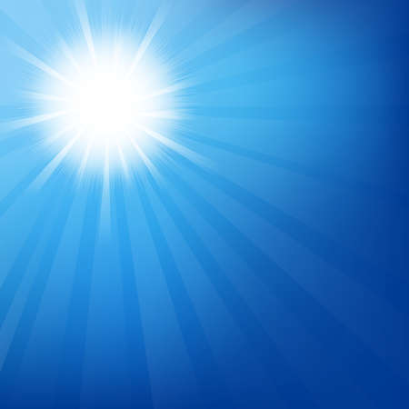 Sky With Sunburst, Isolated On Blue Background, Vector Illustrationのイラスト素材