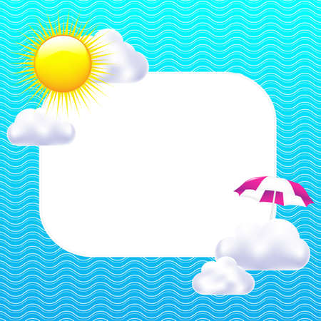Card With Sun And Clouds, Vector Illustrationのイラスト素材