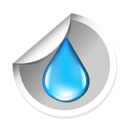 Sticker With Water Drop, Isolated On White Background, Vector Illustrationのイラスト素材