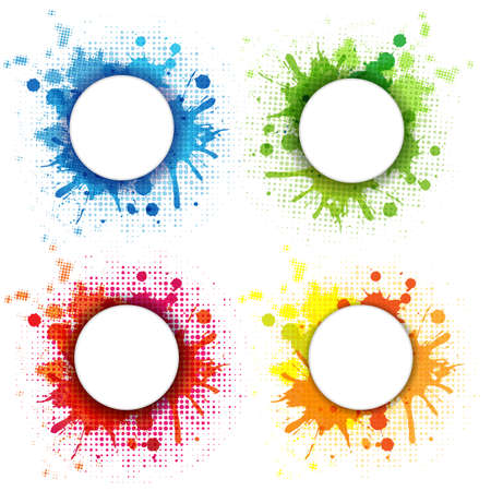 4 Abstract Bubble With Blobs Set, Isolated On White Background, Vector Illustrationのイラスト素材