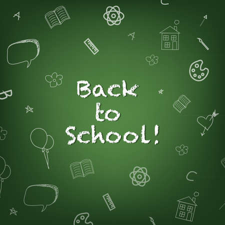 Blackboard With Drawings, Isolated On White Backgroundのイラスト素材