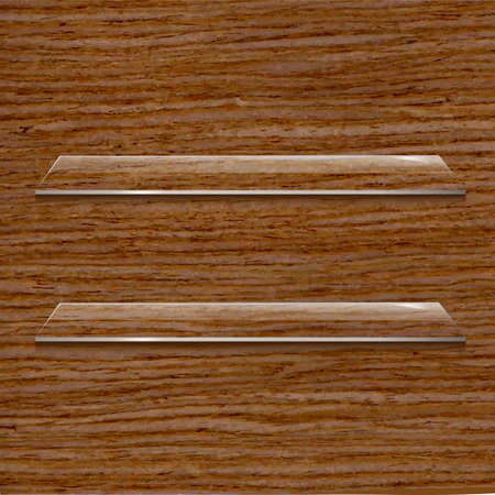 Glass Shelf Set On Wooden Backgroundのイラスト素材
