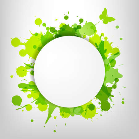 Speech Bubble With Green Blots And Butterflyのイラスト素材